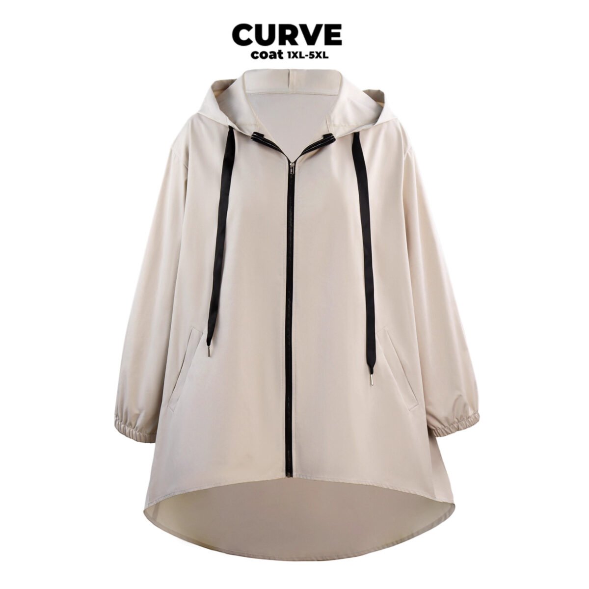 Plus Size Hooded Loose Jacket For Women Color Block Casual Outerwear
