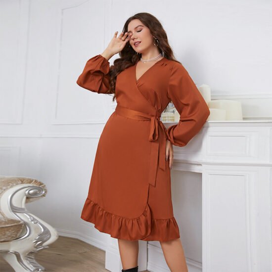 O1CN01rz5fsl1z1aEaqWwfi_2923906654-0-cib.jpg Casual Solid V-Neck Long Sleeve Maxi Dress